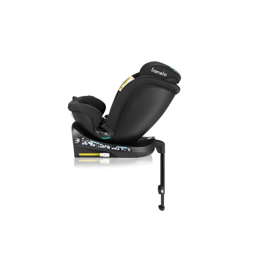 Lionelo - Cadeira auto com base giratória NAVY i-Tamanho 40-150 cm preto/turquesa