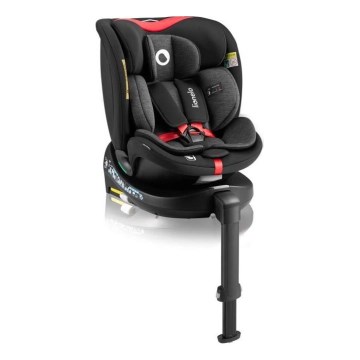 Lionelo - Cadeira auto com base giratória NAVY i-Tamanho 40-150 cm preto/vermelho
