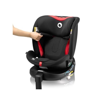 Lionelo - Cadeira auto com base giratória NAVY i-Tamanho 40-150 cm preto/vermelho