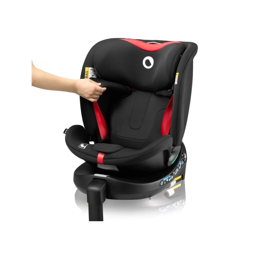 Lionelo - Cadeira auto com base giratória NAVY i-Tamanho 40-150 cm preto/vermelho