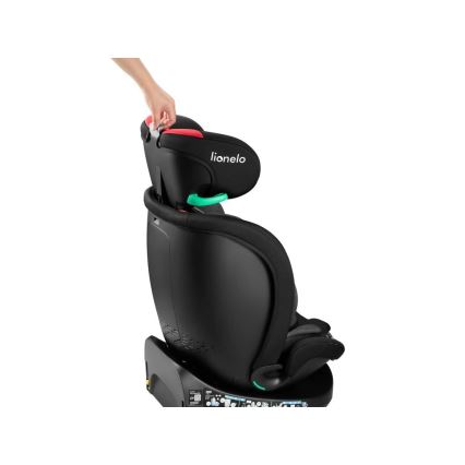 Lionelo - Cadeira auto com base giratória NAVY i-Tamanho 40-150 cm preto/vermelho