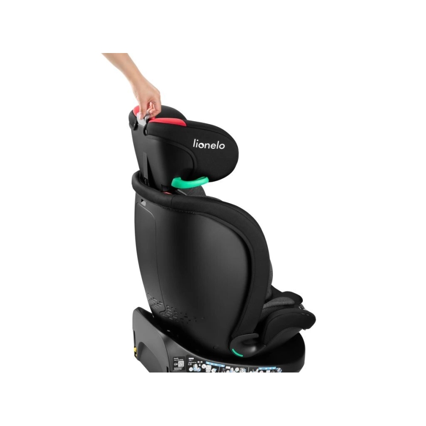Lionelo - Cadeira auto com base giratória NAVY i-Tamanho 40-150 cm preto/vermelho