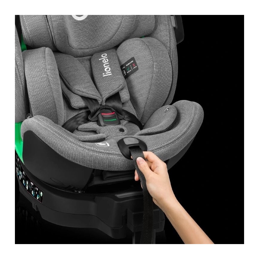 Lionelo - Cadeira auto com base rotativo HARMONY i-Tamanho 40-150 cm preto/cinzento