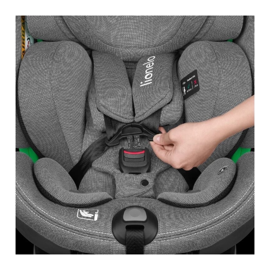 Lionelo - Cadeira auto com base rotativo HARMONY i-Tamanho 40-150 cm preto/cinzento