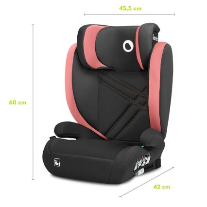 Lionelo - Cadeira auto HUGO i-Tamanho 100-150 cm preto/rosa