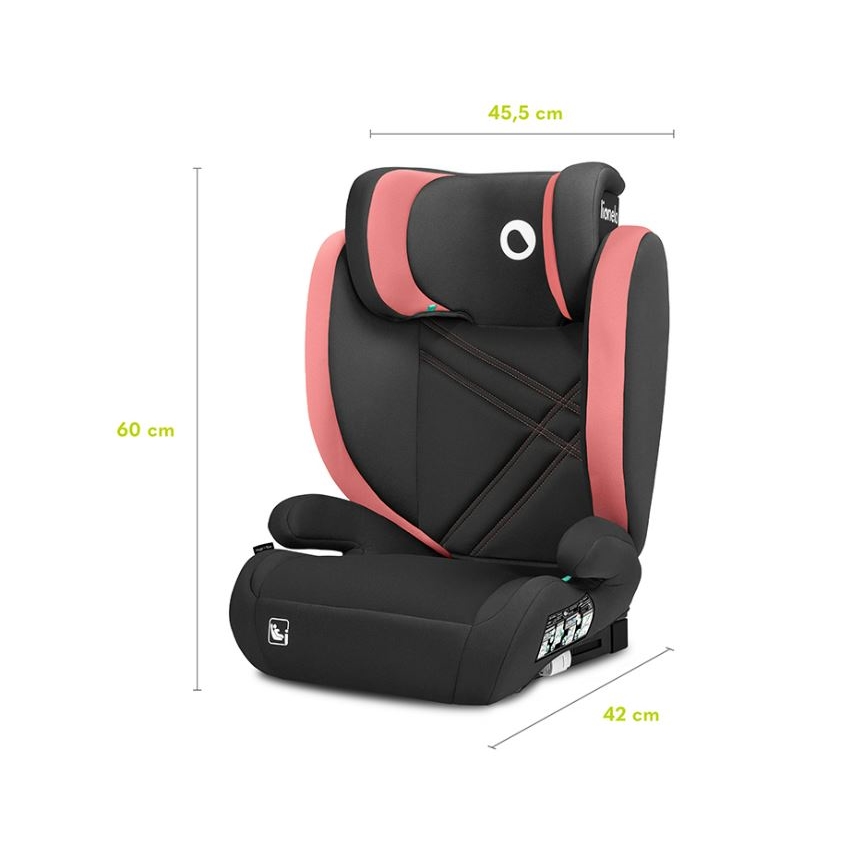 Lionelo - Cadeira auto HUGO i-Tamanho 100-150 cm preto/rosa