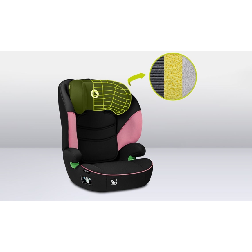 Lionelo - Cadeira auto LARS i-Tamanho 100-150 cm preto/rosa