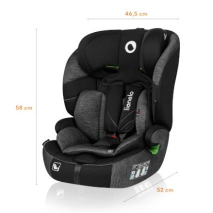 Lionelo - Cadeira auto LEVI ONE i-Tamanho 76-150 cm preto/cinzento