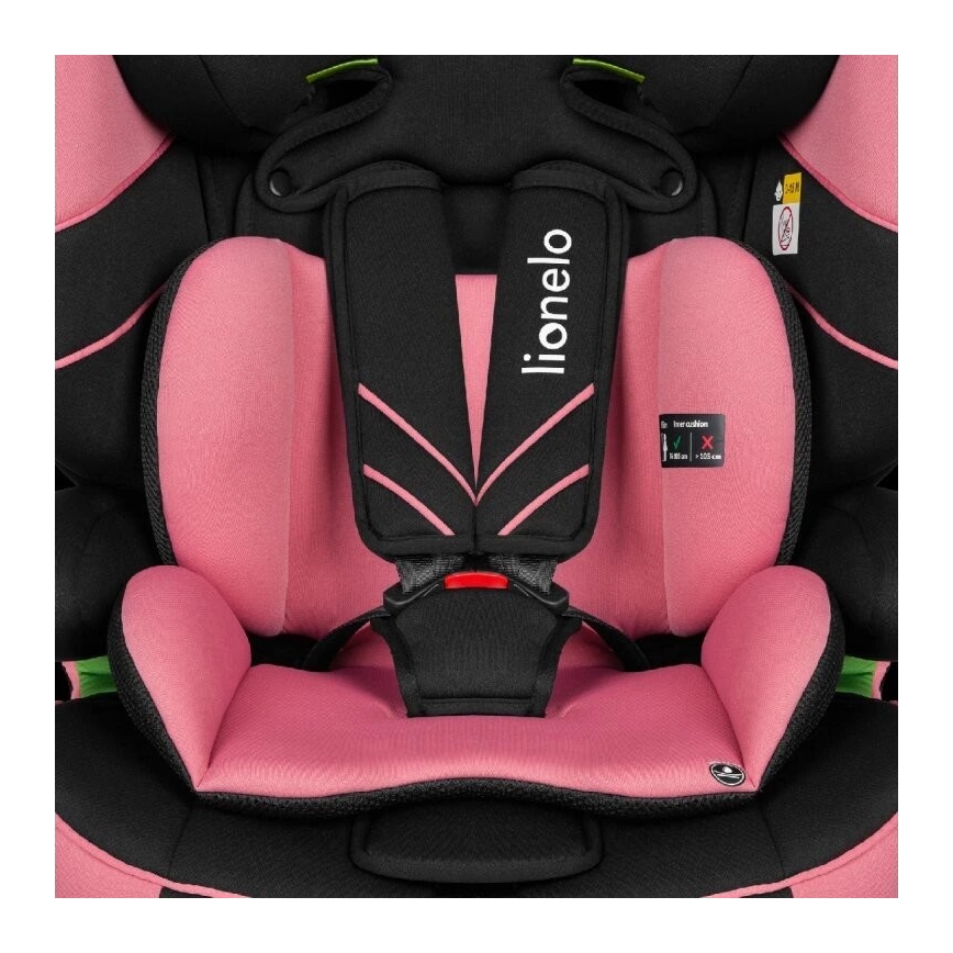 Lionelo - Cadeira auto LEVI ONE i-Tamanho 76-150 cm preto/rosa