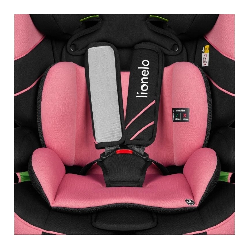 Lionelo - Cadeira auto LEVI ONE i-Tamanho 76-150 cm preto/rosa