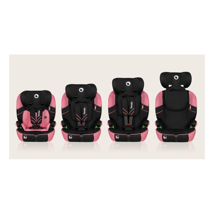Lionelo - Cadeira auto LEVI ONE i-Tamanho 76-150 cm preto/rosa
