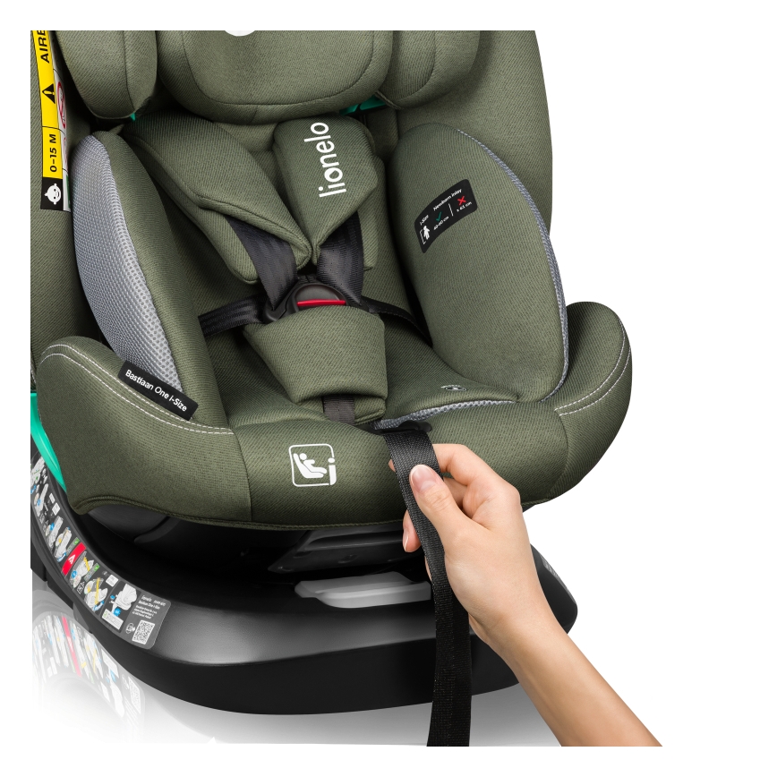 Lionelo - Cadeira auto giratória com base BASTIAAN ONE i-Size 40-150 cm Verde Oliva