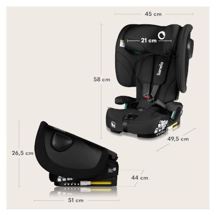 Lionelo - Cadeira de carro dobrável NELLY i-Size 76-150 cm Preto Carbono