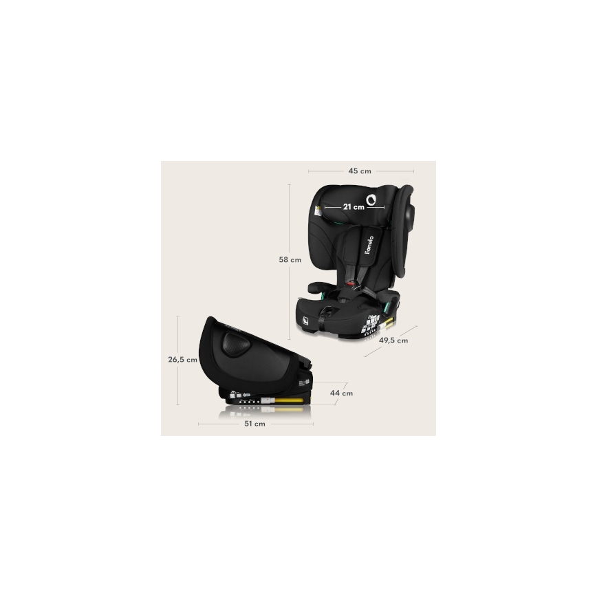 Lionelo - Cadeira de carro dobrável NELLY i-Size 76-150 cm Preto Carbono