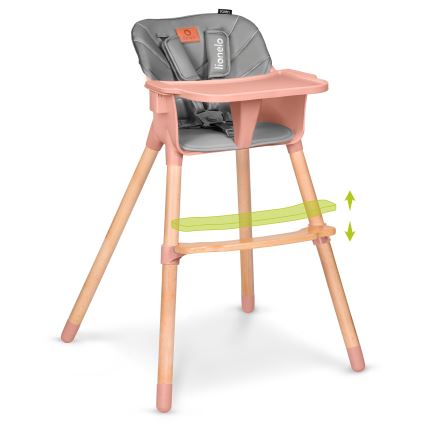 Lionelo - Cadeira de Refeição Infantil 2 em 1 KOEN Pink Rose