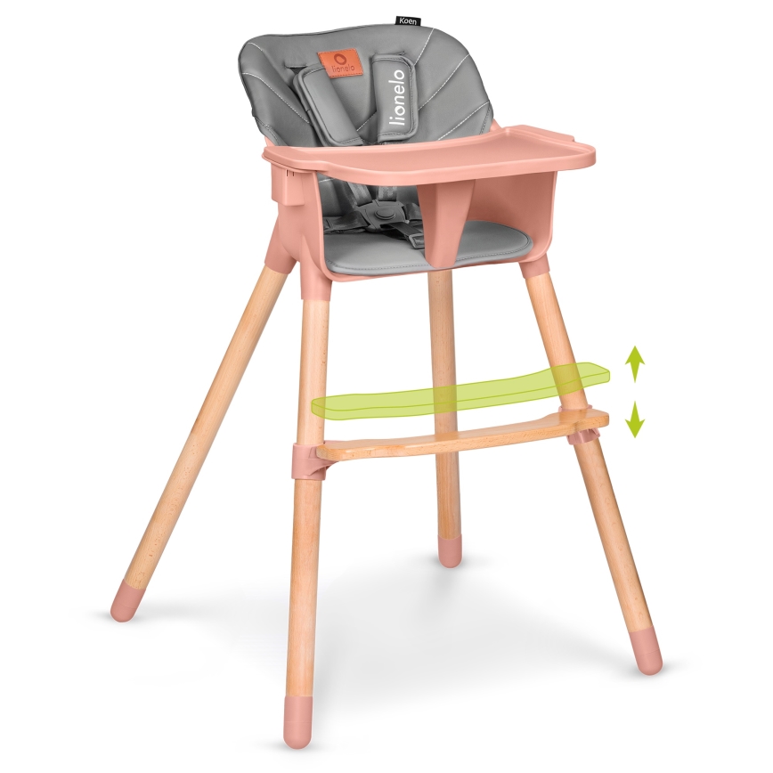 Lionelo - Cadeira de Refeição Infantil 2 em 1 KOEN Pink Rose