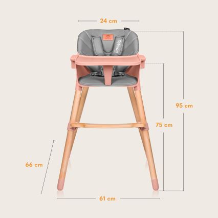Lionelo - Cadeira de Refeição Infantil 2 em 1 KOEN Pink Rose