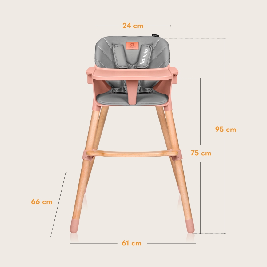 Lionelo - Cadeira de Refeição Infantil 2 em 1 KOEN Pink Rose