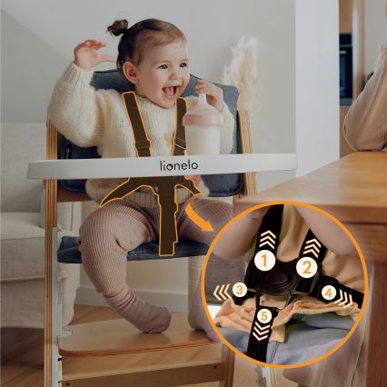 Lionelo - Cadeira de Refeição Infantil 3 em 1 FLORIS Branco Natural