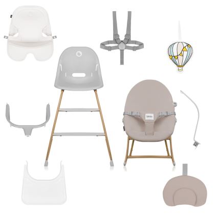 Lionelo - Cadeira de refeição infantil 4 em 1 DALIA SET Grey Stone Natural