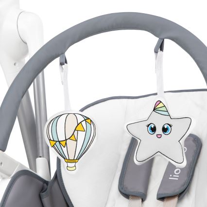 Lionelo - Cadeira de refeição infantil NILES Grey 4xAA