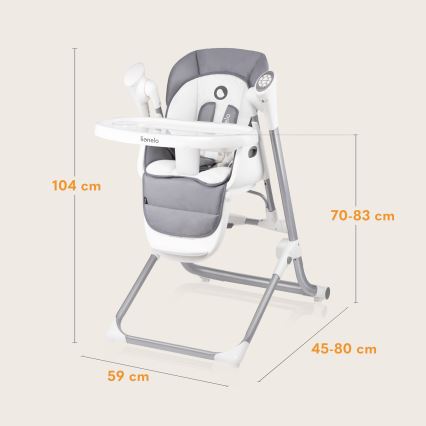 Lionelo - Cadeira de refeição infantil NILES Grey 4xAA