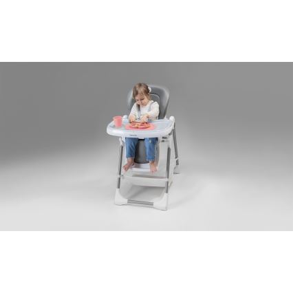 Lionelo - Cadeira de refeição para criança LINN PLUS branco/cinzento