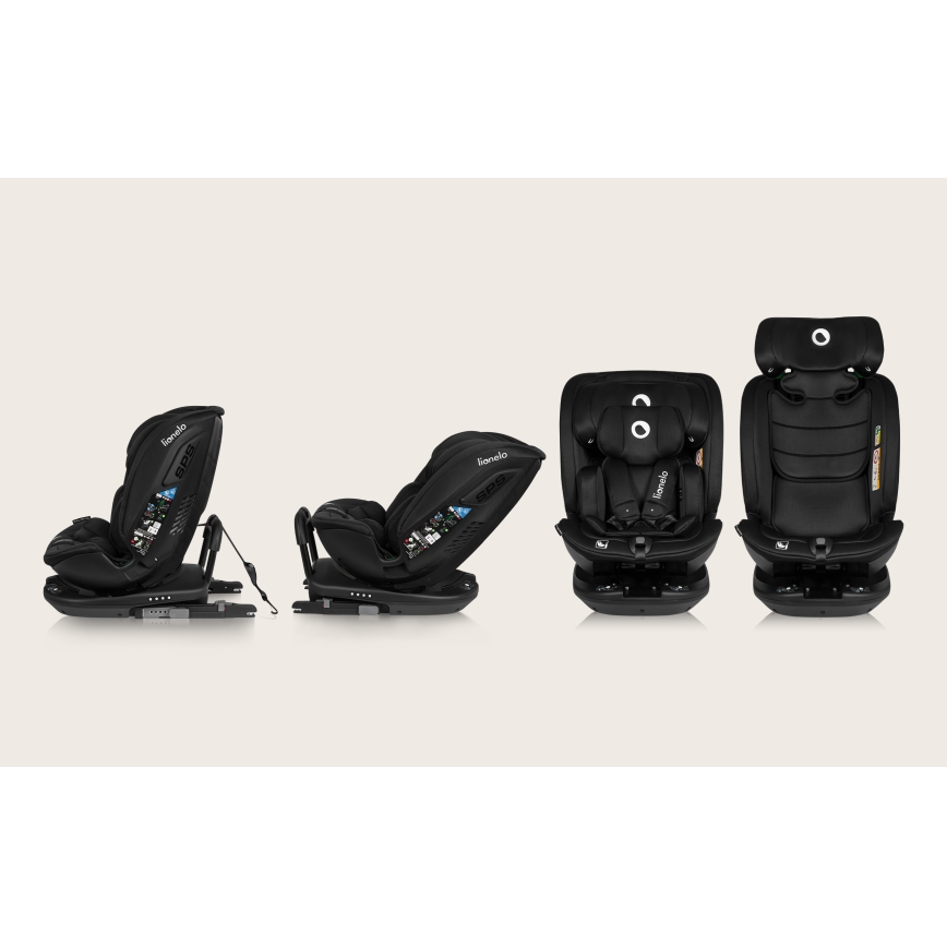 Lionelo - Cadeira para automóvel com base giratória BASTIAAN i-Size 40-150 cm Preto Carbono