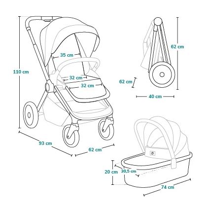 Lionelo - Carrinho combinado 2 em 1 MIKA PLUS Bege Areia