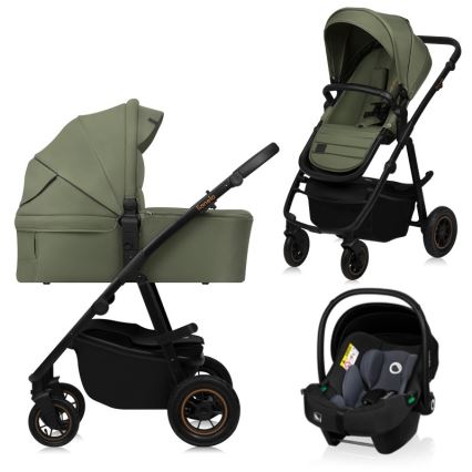 Lionelo - Carrinho combinado 3 em 1 AMBER PLUS Verde Floresta
