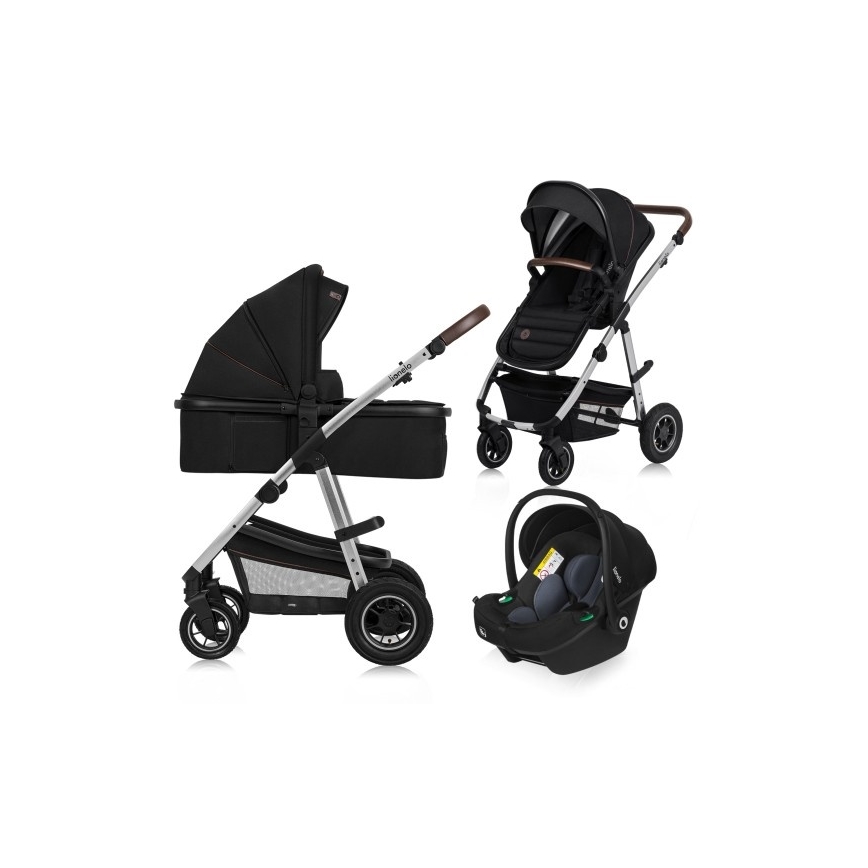 Lionelo - Carrinho combinado 3 em 1 AMBER Preto Prata