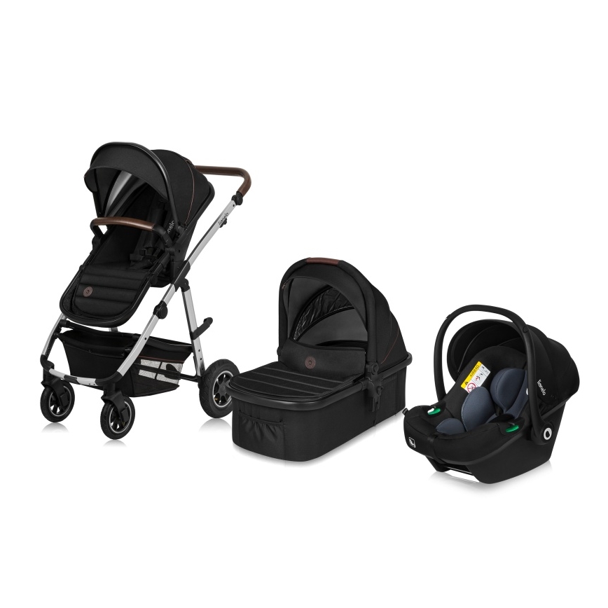Lionelo - Carrinho combinado 3 em 1 AMBER Preto Prata