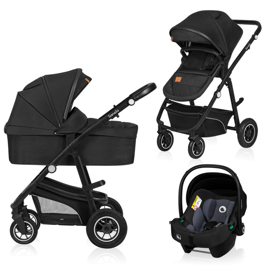 Lionelo - Carrinho combinado 3 em 1 BIANKA Black Onyx