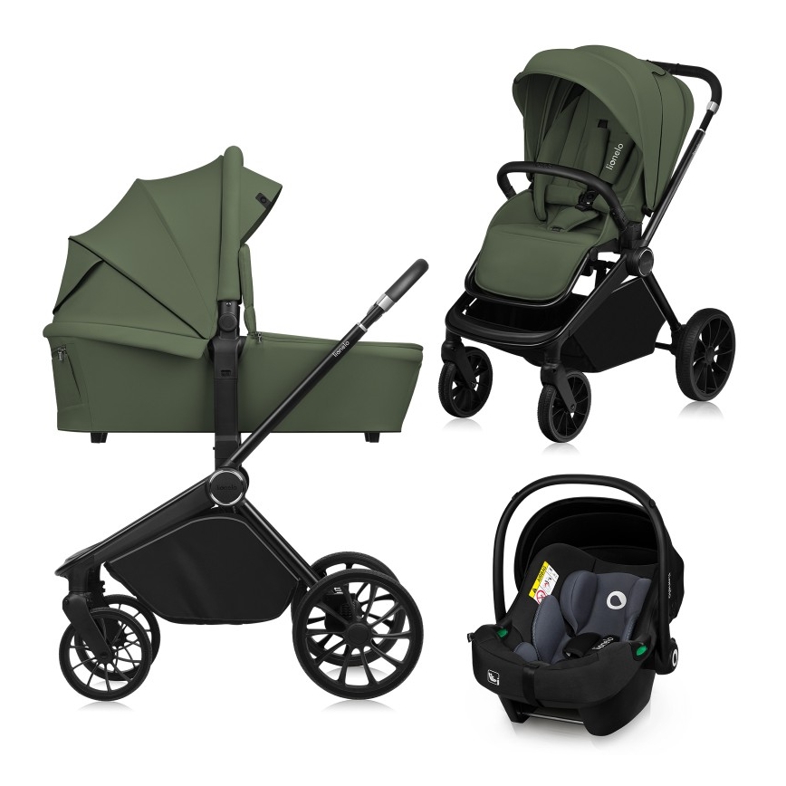 Lionelo - Carrinho combinado 3 em 1 MIKA PLUS Verde-oliva