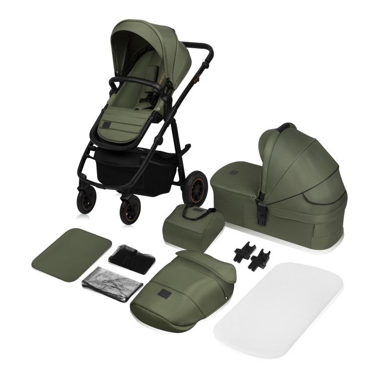 Lionelo - Carrinho de bebé combinado 2 em 1 AMBER PLUS Verde Floresta