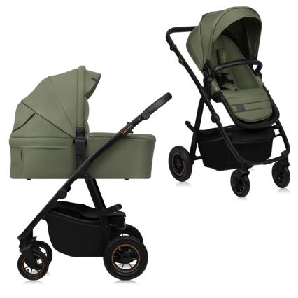 Lionelo - Carrinho de bebé combinado 2 em 1 AMBER PLUS Verde Floresta