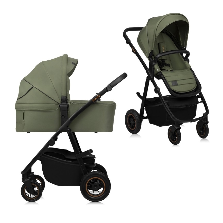 Lionelo - Carrinho de bebé combinado 2 em 1 AMBER PLUS Verde Floresta