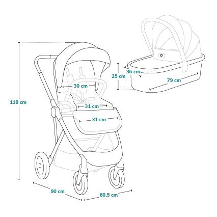Lionelo - Carrinho de bebé combinado 2 em 1 AMBER PLUS Verde Floresta