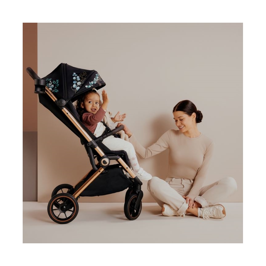 Lionelo - Carrinho de passeio CLOE preto/azul/dourado