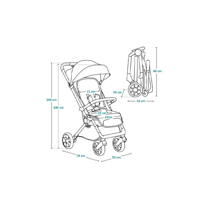 Lionelo - Carrinho de passeio CLOE preto/azul/dourado