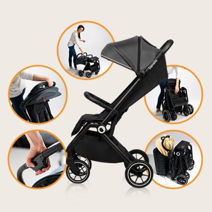 Lionelo - Carrinho de passeio CLOE preto/cinzento