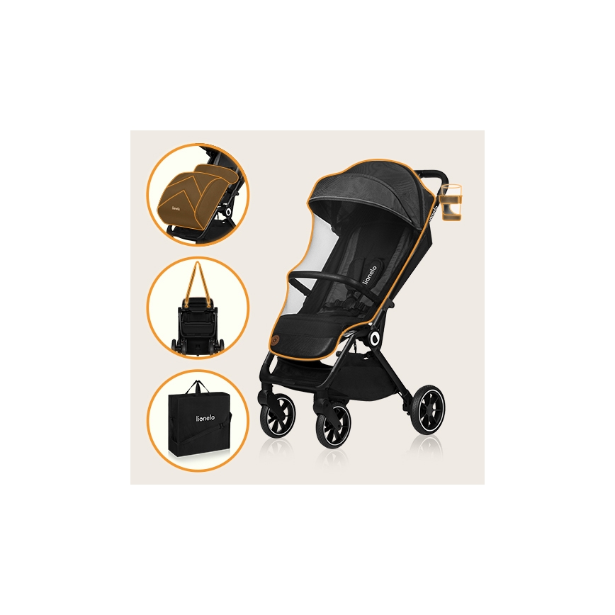 Lionelo - Carrinho de passeio CLOE preto/cinzento