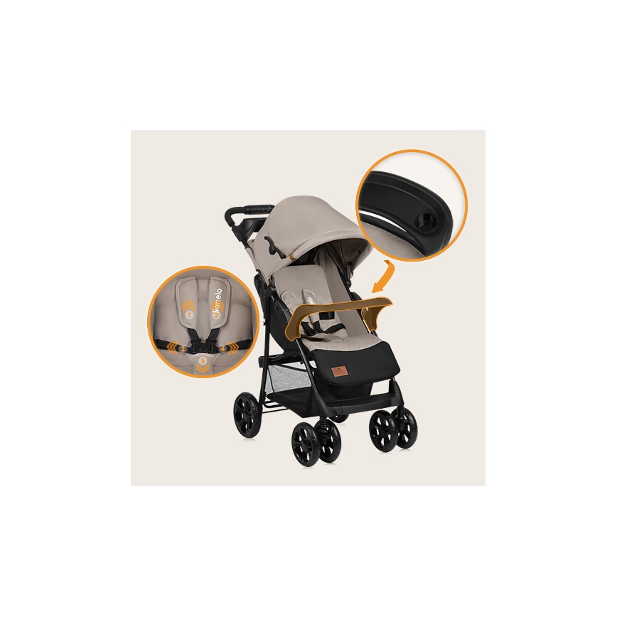 Lionelo - Carrinho de passeio EMMA PLUS bege/preto