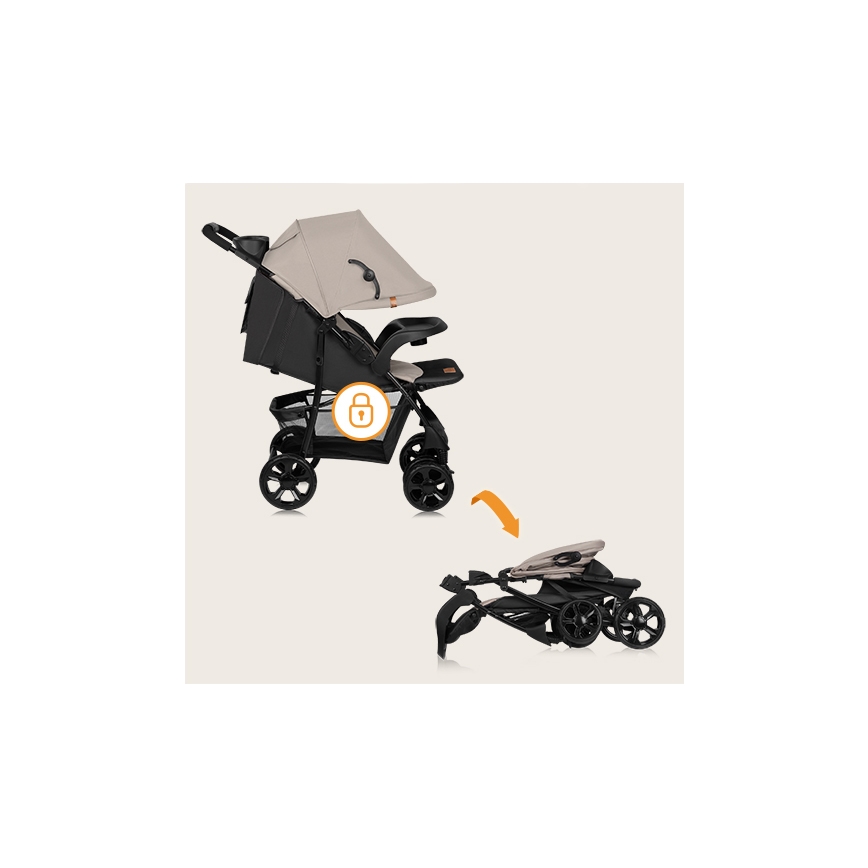 Lionelo - Carrinho de passeio EMMA PLUS bege/preto