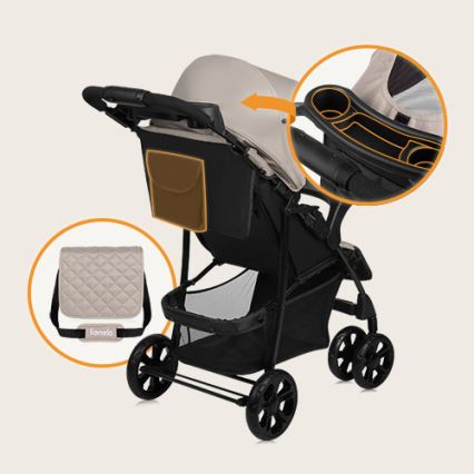 Lionelo - Carrinho de passeio EMMA PLUS bege/preto