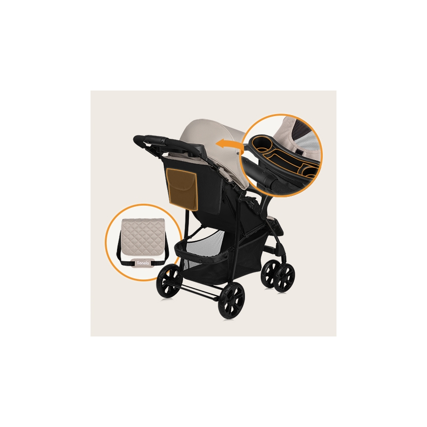 Lionelo - Carrinho de passeio EMMA PLUS bege/preto