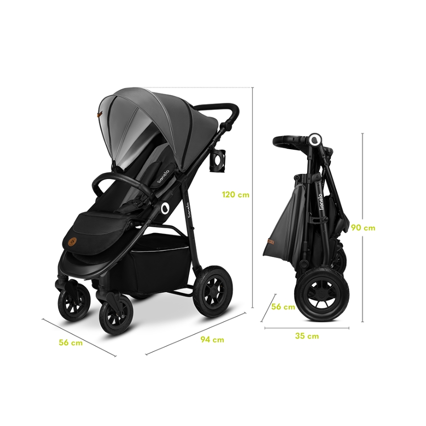 Lionelo - Carrinho de passeio esportivo NATT Grey Stone