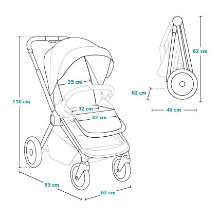 Lionelo - Carrinho desportivo MIKA PLUS Cinzento Stone
