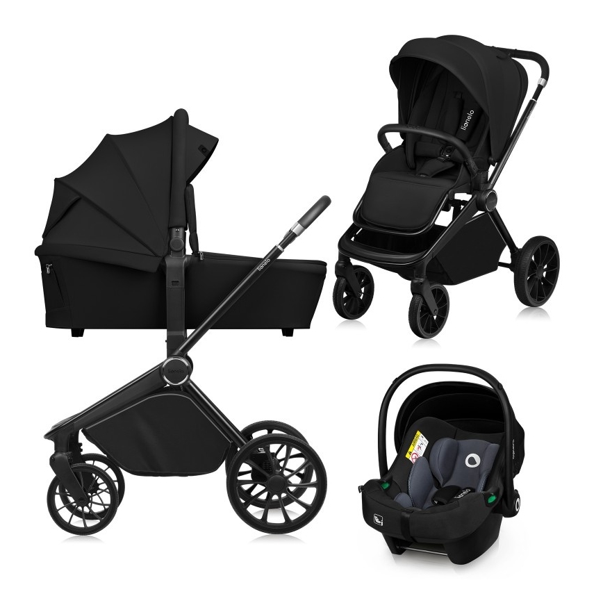 Lionelo - Carrinho multifuncional 3 em 1 MIKA PLUS Black Onyx