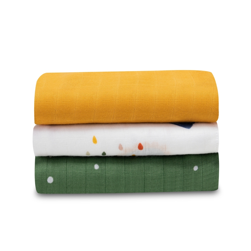 Lionelo - Conjunto de 3 fraldas de bambu BAMBOO SET 70x70 cm Dino